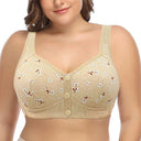 Front Closure Cotton Bras Women Comfortable Wire Free Bra Soft Camisole Middle Age Women Underwear Large Bust 48BC 50BC 52BC Cup