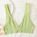 Push-Up Bras For Women Seamless Ribbed Deep V Bralette Unlined Sexy Lingerie Wireless Crop Top S-XL Plunge Sports Underwear