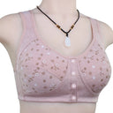 Front Closure Cotton Bras Women Comfortable Wire Free Bra Soft Camisole Middle Age Women Underwear Large Bust 48BC 50BC 52BC Cup