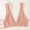 Push-Up Bras For Women Seamless Ribbed Deep V Bralette Unlined Sexy Lingerie Wireless Crop Top S-XL Plunge Sports Underwear