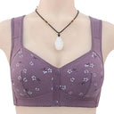 Front Closure Cotton Bras Women Comfortable Wire Free Bra Soft Camisole Middle Age Women Underwear Large Bust 48BC 50BC 52BC Cup
