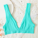 Push-Up Bras For Women Seamless Ribbed Deep V Bralette Unlined Sexy Lingerie Wireless Crop Top S-XL Plunge Sports Underwear