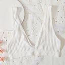 Push-Up Bras For Women Seamless Ribbed Deep V Bralette Unlined Sexy Lingerie Wireless Crop Top S-XL Plunge Sports Underwear