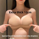 12CM Extreme Push Up Strapless Bra - No Wire, Back Support, Adhesive Sticky Bra for Lift Cleavage Non-Slip Invisible Nude Bra
