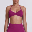 Sexy Neck Strap Bra for Woman Summer Breathable Backless Yoga Bra Women Fitness Solid Color Yoga Sports Bra Workout Top