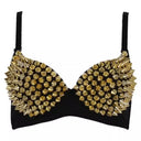 Newest Sexy Lingerie Sexy Women's Rhinestone Cover Bra Top Gold/Silver Plunge Wire Free Bralete Fashion Sequined Cover Top