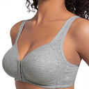 Women's Bra Pure Cotton Front Button Bra Anti Sagging No Steel Ring Comfortable Fabric Middle-aged Elderly Mothers' Underwear