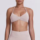 Sexy Neck Strap Bra for Woman Summer Breathable Backless Yoga Bra Women Fitness Solid Color Yoga Sports Bra Workout Top