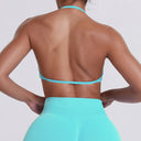 Sexy Neck Strap Bra for Woman Summer Breathable Backless Yoga Bra Women Fitness Solid Color Yoga Sports Bra Workout Top