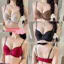 New Red Smooth Push Up Bra for Small Chest, Thickened Seamless Lift, Wireless T-Shirt Bra for A/B Cup