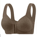 Women's Bra Pure Cotton Front Button Bra Anti Sagging No Steel Ring Comfortable Fabric Middle-aged Elderly Mothers' Underwear