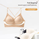 FINETOO Women's 3 Ways to Wear Halter Neck Backless Bralette Seamless Thin-Strapped Gather Bra Female Sexy Solid Color Underwear
