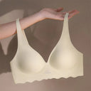 Seamless Women's Bra Small Chest Big Hollow Design Underwear Support Non-removable Semi-fixed Cup One Piece Striped Thin Bra