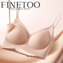 FINETOO Women's 3 Ways to Wear Halter Neck Backless Bralette Seamless Thin-Strapped Gather Bra Female Sexy Solid Color Underwear