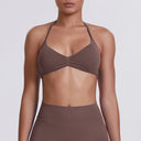 Sexy Neck Strap Bra for Woman Summer Breathable Backless Yoga Bra Women Fitness Solid Color Yoga Sports Bra Workout Top