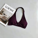 Deep V Neck Halter Backless Yoga Bra for Women Smooth Silky Fabric Trendy Workout Top