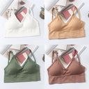 Kit 4 Women Seamless Bra Set, Sexy Beautiful Back Cotton Bra Comfortable Breathable Padded Bra Underwear