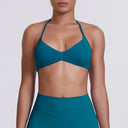 Sexy Neck Strap Bra for Woman Summer Breathable Backless Yoga Bra Women Fitness Solid Color Yoga Sports Bra Workout Top
