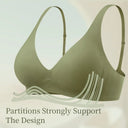 SUJIIN Push Up Seamless Supportive Bra for Women Wireless Deep V Plunge Thin Bras Anti-sagging 3A Antibacterial Bralettes MX074H