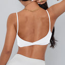 Anfilia Women Sports Bra Spaghetti Straps Backless Gym Bra High Elastic Square Neck Removable Padding Workout Top