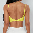 Anfilia Women Sports Bra Spaghetti Straps Backless Gym Bra High Elastic Square Neck Removable Padding Workout Top