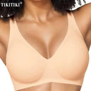 Jelly Wireless Bra Deep V Push Up Seamless T-Shirt Comfortable Plunge No Underwire Bras with Adjustable Straps Everyday Bras