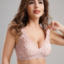 Women Seamless Leopard Print Push Up Bra Deep V Wireless Full Coverage Thin Cup Breathable Comfort Lift Support Plus Size Bra