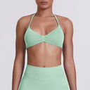 Sexy Neck Strap Bra for Woman Summer Breathable Backless Yoga Bra Women Fitness Solid Color Yoga Sports Bra Workout Top