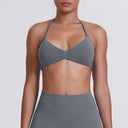 Sexy Neck Strap Bra for Woman Summer Breathable Backless Yoga Bra Women Fitness Solid Color Yoga Sports Bra Workout Top