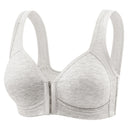 Women's Bra Pure Cotton Front Button Bra Anti Sagging No Steel Ring Comfortable Fabric Middle-aged Elderly Mothers' Underwear