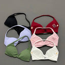 Sports Strappy Bra Yoga Underwear Women Gym Top Running Exercise Backless Bra High Support Active Wear Fitness Workout Halter