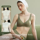 SUJIIN Push Up Seamless Supportive Bra for Women Wireless Deep V Plunge Thin Bras Anti-sagging 3A Antibacterial Bralettes MX074H