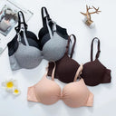 Sexy Women Cotton Gathered Bra Deep V Underwire Ladied  Brassiere Push Up Lingerie Solid Bras Backless Intimate Underwear