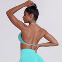 Sexy Neck Strap Bra for Woman Summer Breathable Backless Yoga Bra Women Fitness Solid Color Yoga Sports Bra Workout Top