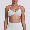 Sexy Neck Strap Bra for Woman Summer Breathable Backless Yoga Bra Women Fitness Solid Color Yoga Sports Bra Workout Top