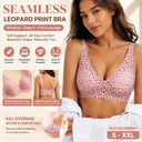 Women Seamless Leopard Print Push Up Bra Deep V Wireless Full Coverage Thin Cup Breathable Comfort Lift Support Plus Size Bra