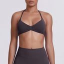 Sexy Neck Strap Bra for Woman Summer Breathable Backless Yoga Bra Women Fitness Solid Color Yoga Sports Bra Workout Top