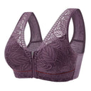 Front zipper Soft cotton cups Bra breathable women wireless underwear  lace strap tank leaves top plus size bra